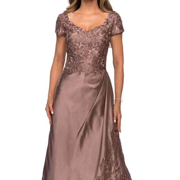 NWT La Femme 27033SC Satin Mother of the Bride Dress Cocoa 6